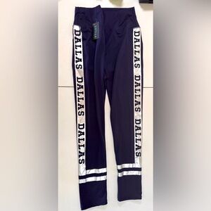 NWT Blue Women’s Leggings, high waist Women's LG/XLG DALLAS Bling Down The Sides